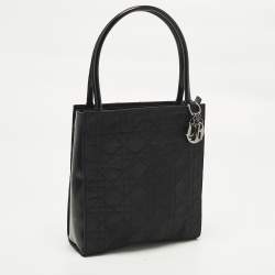 Pre Owned Dior Black Cannage Nylon and Leather Tote
