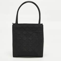 Pre Owned Dior Black Cannage Nylon and Leather Tote
