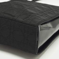 Pre Owned Dior Black Cannage Nylon and Leather Tote