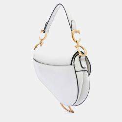 مملوكة مسبقًا حقيبة ديور سادل جلد عجل محبب صغيرة بيضاء