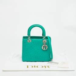 Pre Owned حقيبة يد توتس ديور ليدي ديور متوسطة جلد كاناج لامع أسود