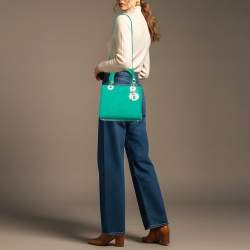 Pre Owned حقيبة يد توتس ديور ليدي ديور متوسطة جلد كاناج لامع أسود