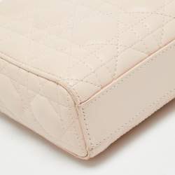 Pre Owned حقيبة يد ديور ليدي دي جوي متوسطة جلد كاناج زهري فاتح