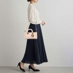 Pre Owned حقيبة يد ديور ليدي دي جوي متوسطة جلد كاناج زهري فاتح