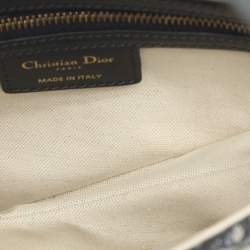 Pre Owned Dior Saddle Navy Blue Oblique Canvas Shoulder Bag