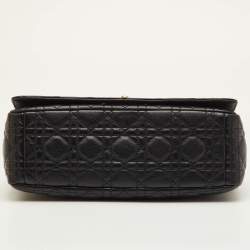 Pre Owned Christian Dior Caro Large Black Cannage Leather Flap Bag