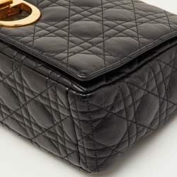 Pre Owned Christian Dior Caro Large Black Cannage Leather Flap Bag