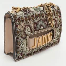 Pre Owned Dior J'Adior Medium Multicolor Leather and Mesh Embellished Shoulder Bag
