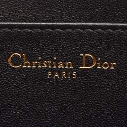 Pre Owned Dior Caro Black Cannage Leather Zip Compact Wallet