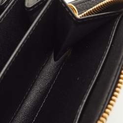 Pre Owned Dior Caro Black Cannage Leather Zip Compact Wallet