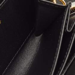 Pre Owned Dior Caro Black Cannage Leather Zip Compact Wallet