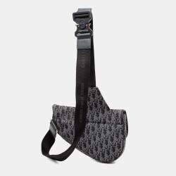 Pre Owned Dior Black Oblique Canvas Saddle Crossbody