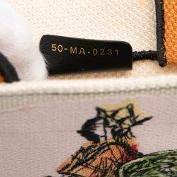 Pre Owned Dior White Embroidered Canvas Princess and Dragon Vertical Book Tote
