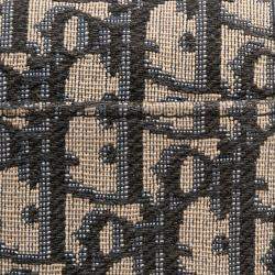 Pre Owned Dior Blue Oblique Canvas Saddle Wallet On Chain