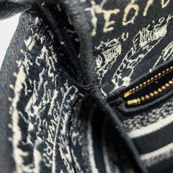 Pre Owned حقيبة ديور ليدي دي لايت قماش أسود/أبيض حجم متوسط