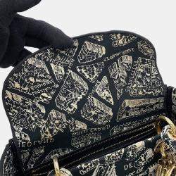 Pre Owned حقيبة ديور ليدي دي لايت قماش أسود/أبيض حجم متوسط