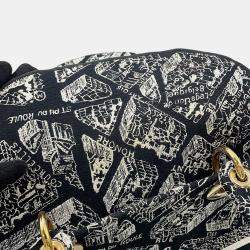 Pre Owned حقيبة ديور ليدي دي لايت قماش أسود/أبيض حجم متوسط