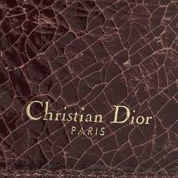 Pre Owned Dior Diorama Burgundy Crackled Patent Leather Card Holder 