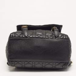Pre Owned Dior Stardust Charm Medium Black Cannage Leather Backpack