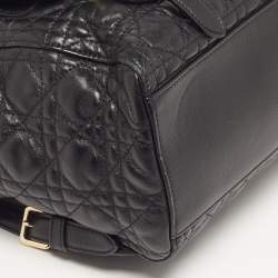 Pre Owned Dior Stardust Charm Medium Black Cannage Leather Backpack