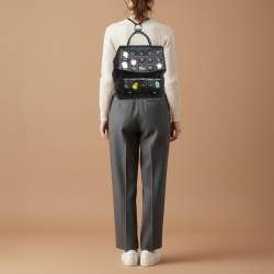 Pre Owned Dior Stardust Charm Medium Black Cannage Leather Backpack