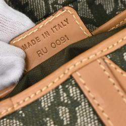 Pre Owned Christian Dior Green Canvas Trotter Saddle Handbag