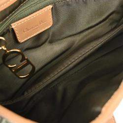 Pre Owned Christian Dior Green Canvas Trotter Saddle Handbag