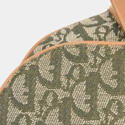 Pre Owned Christian Dior Green Canvas Trotter Saddle Handbag