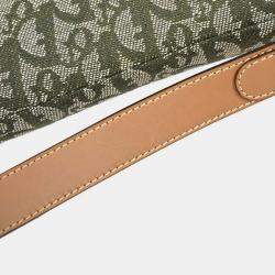 Pre Owned Christian Dior Green Canvas Trotter Saddle Handbag