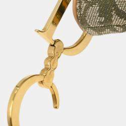 Pre Owned Christian Dior Green Canvas Trotter Saddle Handbag