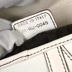 Pre Owned حقيبة سرج جلد أبيض كريستيان ديور