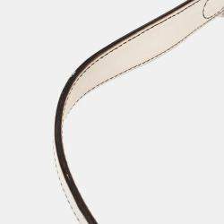 Pre Owned حقيبة سرج جلد أبيض كريستيان ديور