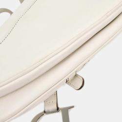 Pre Owned حقيبة سرج جلد أبيض كريستيان ديور