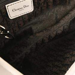 Pre Owned حقيبة سرج جلد أبيض كريستيان ديور