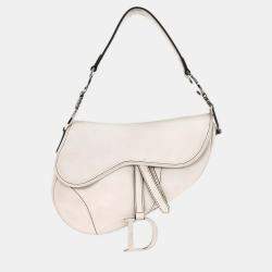 Pre Owned Christian Dior White Leather Saddle Handbag