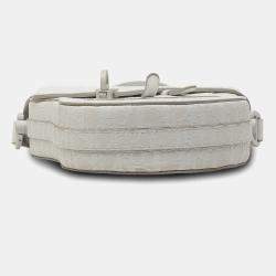 Pre Owned Dior White Oblique Calfskin Saddle Boxy Crossbody