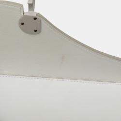 Pre Owned Dior White Oblique Calfskin Saddle Boxy Crossbody