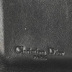 مملوكة مسبقًا Dior Lady Dior Black Cannage Patent Leather Compact Wallet