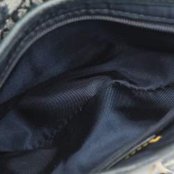 Pre Owned Dior Blue Oblique Denim and Leather Saddle Bag