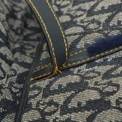 Pre Owned Dior Blue Oblique Denim and Leather Saddle Bag