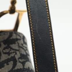 Pre Owned Dior Blue Oblique Denim and Leather Saddle Bag