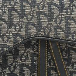 Pre Owned Dior Blue Oblique Denim and Leather Saddle Bag