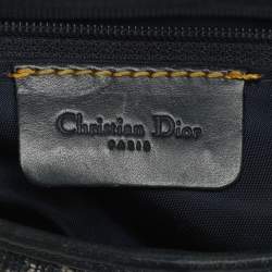 Pre Owned Dior Blue Oblique Denim and Leather Saddle Bag