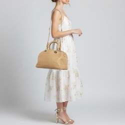 Pre Owned ديور غرنفيل بولوشون جلد كنّاج بيج حقيبة مسك