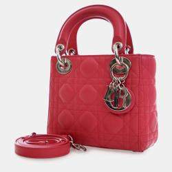 Pre Owned Dior Pink Mini Lambskin Cannage Lady Dior