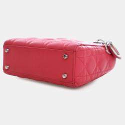 Pre Owned Dior Pink Mini Lambskin Cannage Lady Dior