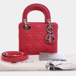 Pre Owned Dior Pink Mini Lambskin Cannage Lady Dior