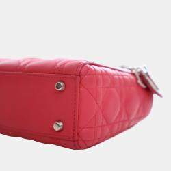 Pre Owned Dior Pink Mini Lambskin Cannage Lady Dior