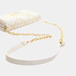 Pre Owned Dior Gold White Mini Lambskin Macrocannage Lucky Star Studded Caro Crossbody