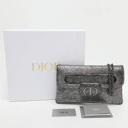Pre Owned Dior Diordouble Silver Leather Chain Clutch